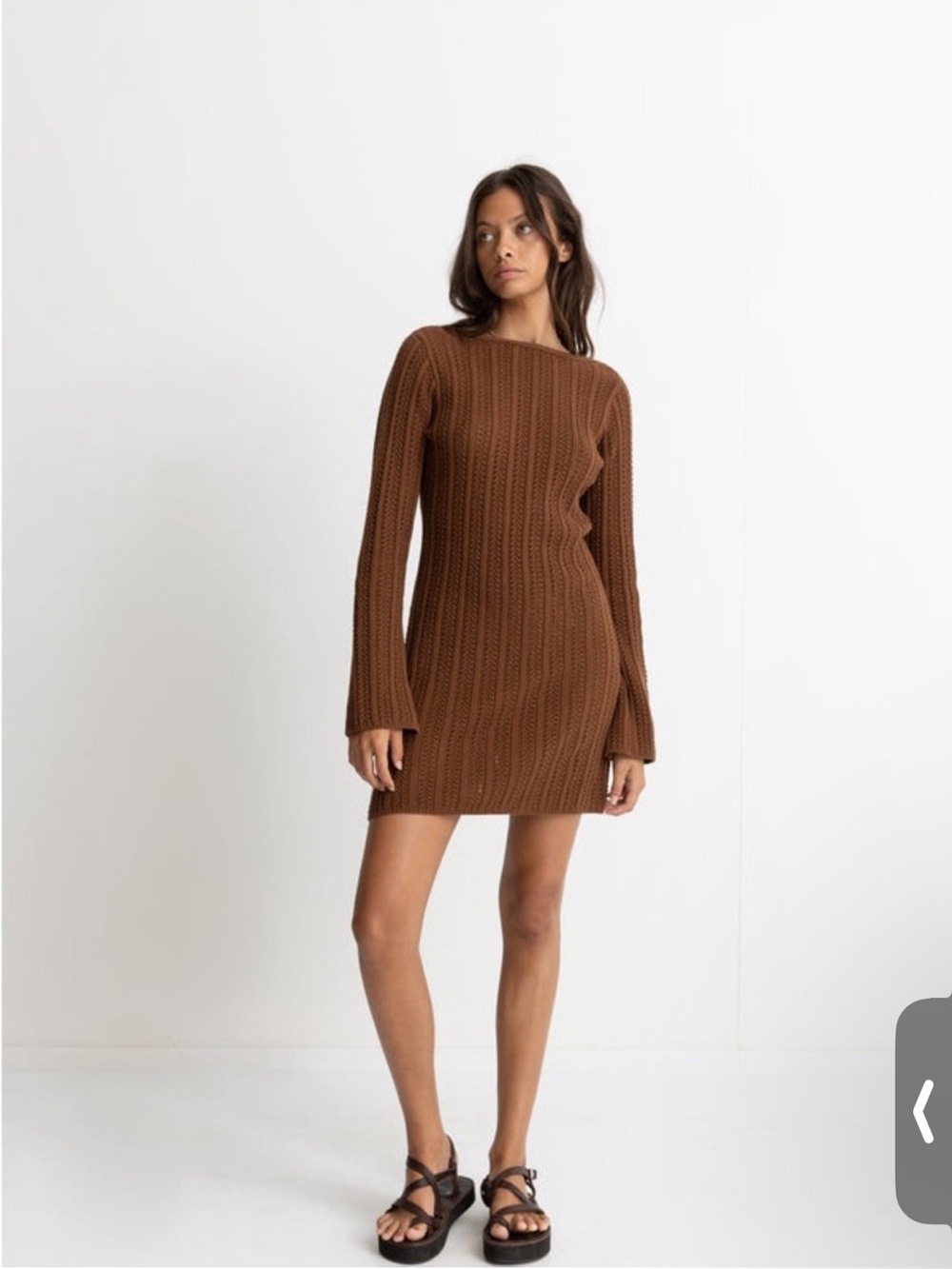 Rhythm Brown Knit Mini Dress